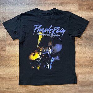 Purple Rain Prince Short Sleeve Large Black Cotton Graphic Band T Shirt